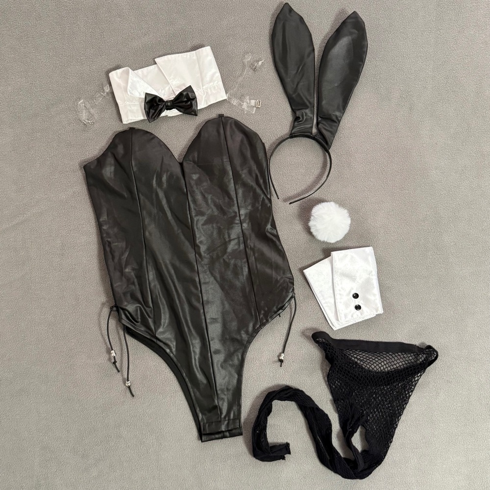 Unbranded Bunny Costume Women S Black Excellent Faux Leather Cosplay Set